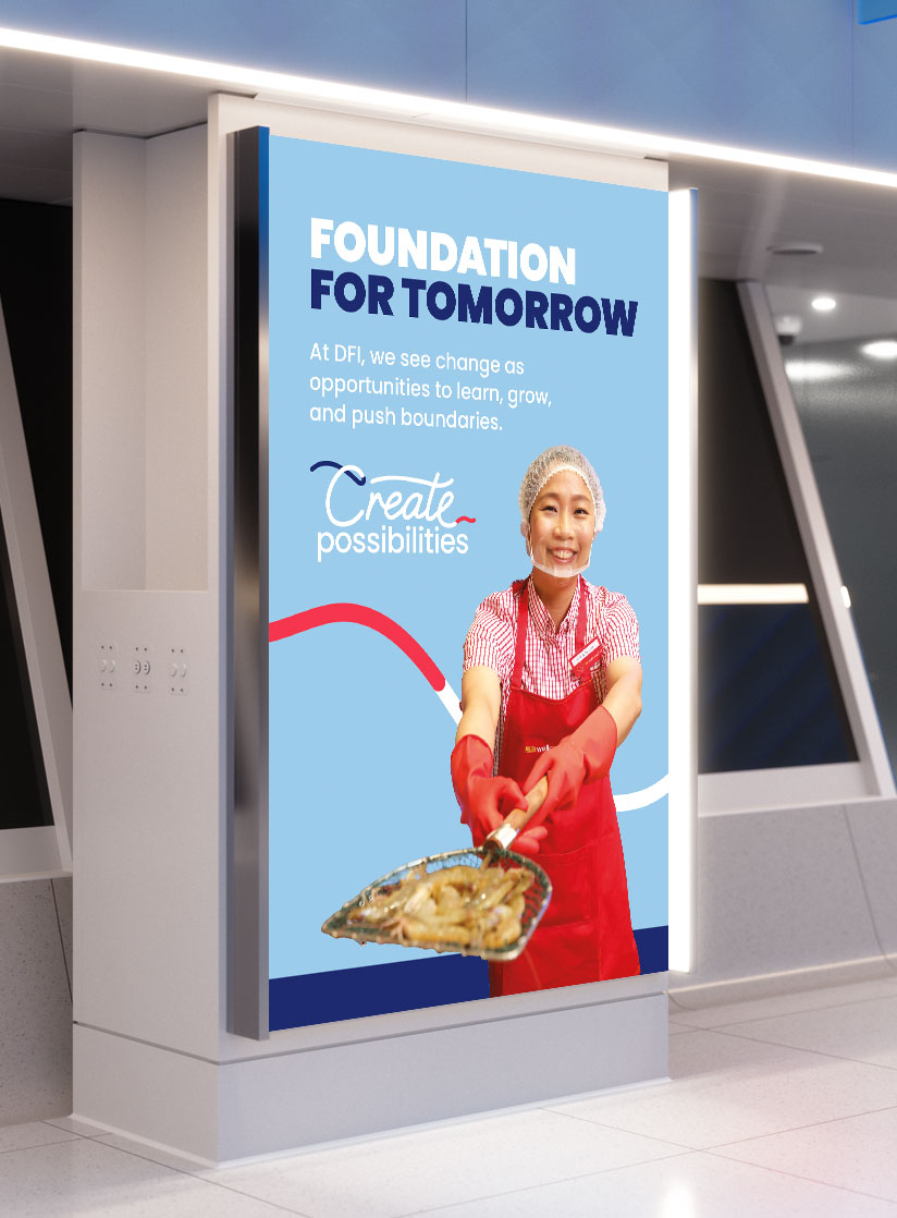 DFI 'Celebrating our people' poster featuring a colleague